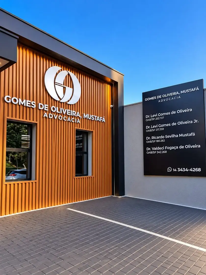 Fachada do escritório Gomes de Oliveira, Mustafá Advocacia em Marília-SP